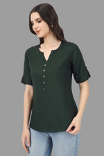 Thumbnail for House of RP Women Green Rayon Solid Casual Tunic - Distacart