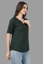 Thumbnail for House of RP Women Green Rayon Solid Casual Tunic - Distacart