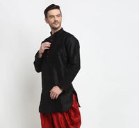 Thumbnail for Kalyum Men's Silk Blend Black Short Kurta - Distacart