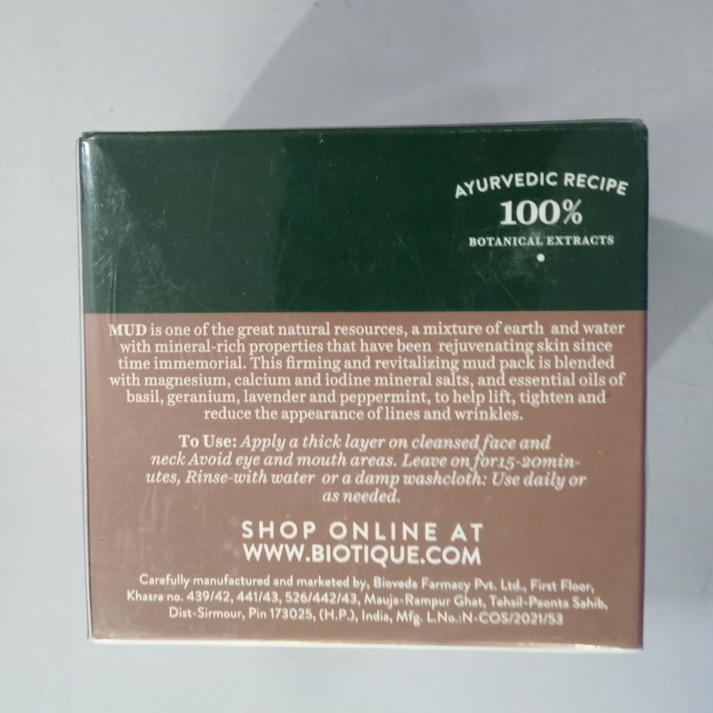 Biotique Advanced Ayurveda Bio Mud Youthful Firming and Revitalizing Face Pack - Distacart