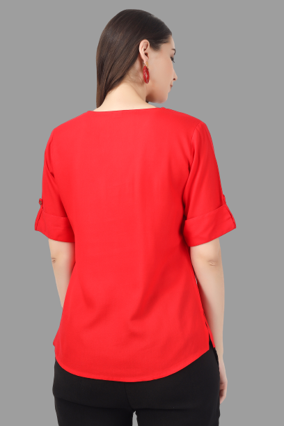 House of RP Women Red Rayon Solid Casual Tunic - Distacart