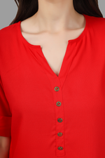 Thumbnail for House of RP Women Red Rayon Solid Casual Tunic - Distacart