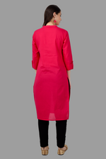 Thumbnail for House of RP Women's Pink Solid Cotton Straight Kurta - Distacart