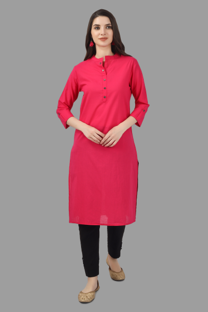 House of RP Women's Pink Solid Cotton Straight Kurta - Distacart
