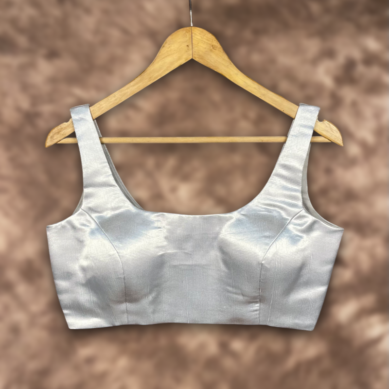 Shades of Stars Silver Coloured Brocket Ready to Wear Blouse - kapda Tailor - Distacart