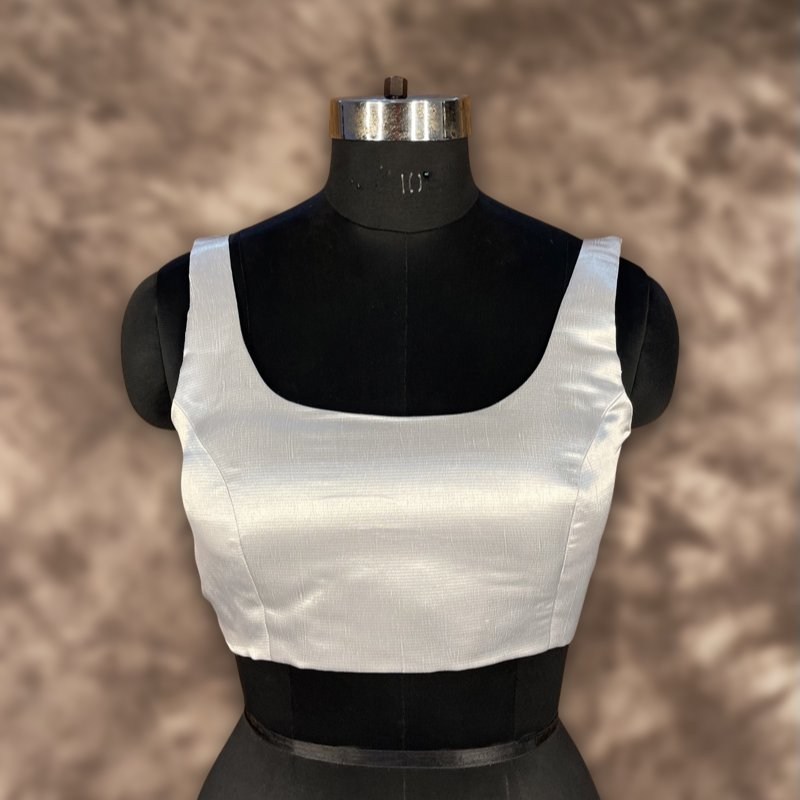 Shades of Stars Silver Coloured Brocket Ready to Wear Blouse - kapda Tailor - Distacart