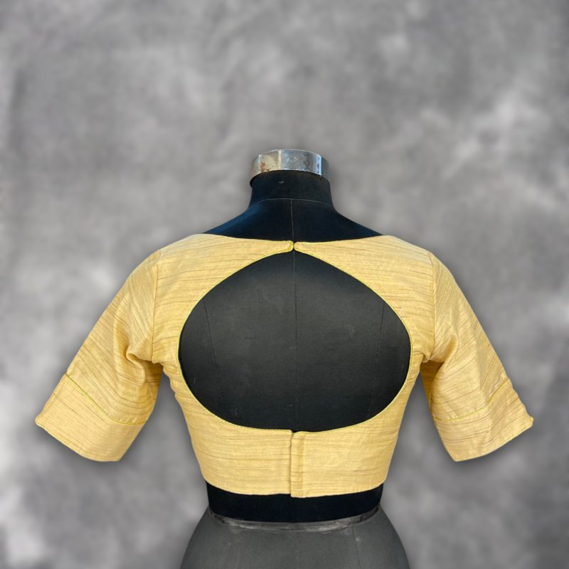 Gleaming Glow Gold Coloured Silk Ready to Wear Blouse - kapda Tailor - Distacart