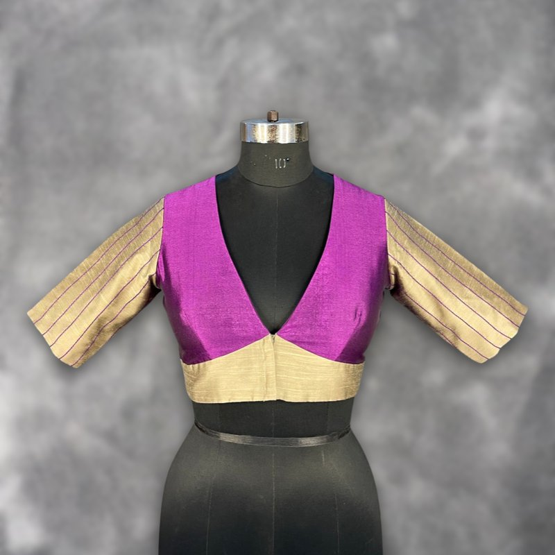 Lavender Love Lavender Coloured Silk & Chanderi Ready to Wear Blouse - kapda Tailor - Distacart