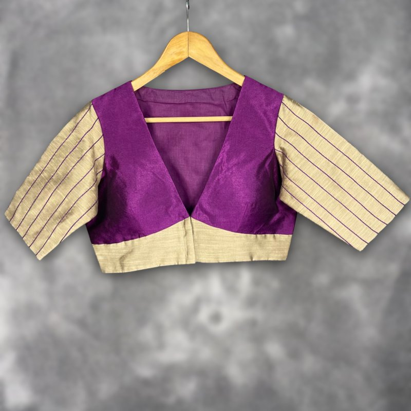 Lavender Love Lavender Coloured Silk & Chanderi Ready to Wear Blouse - kapda Tailor - Distacart