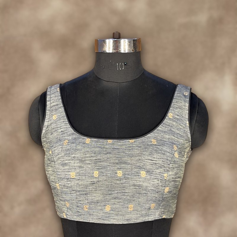 Fabulous Buta Grey Coloured Chanderi Silk Ready to Wear Blouse - kapda Tailor - Distacart