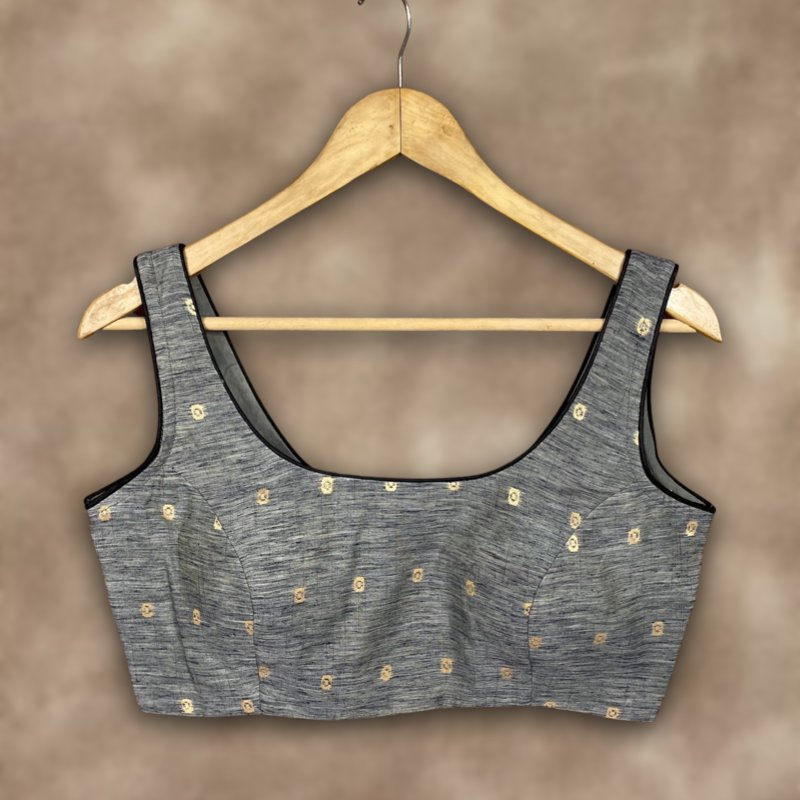 Fabulous Buta Grey Coloured Chanderi Silk Ready to Wear Blouse - kapda Tailor - Distacart