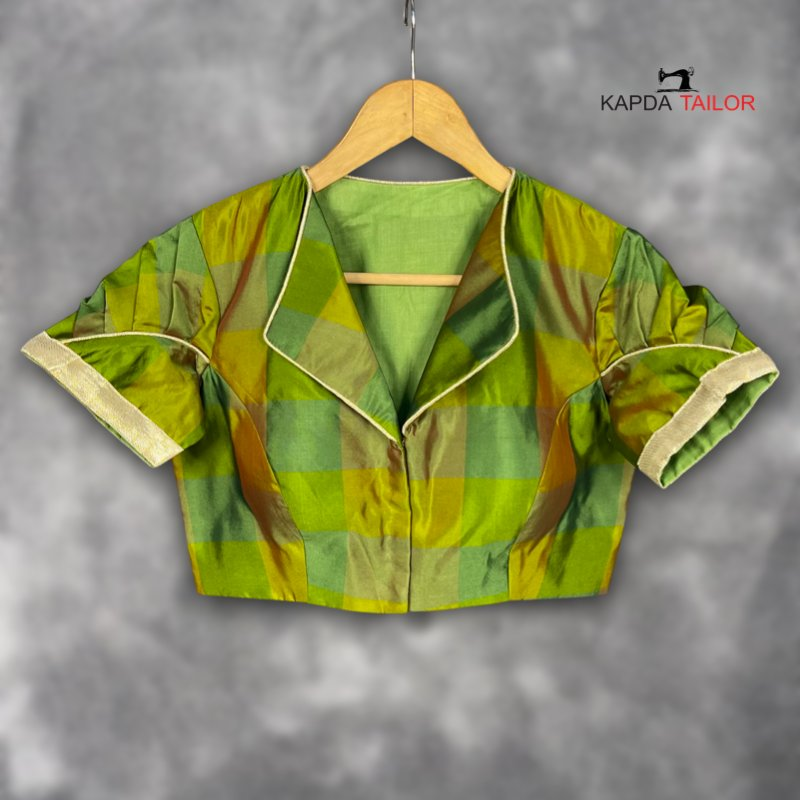 Roohani Resham Green Coloured Silk Ready to Wear Blouse - kapda Tailor - Distacart
