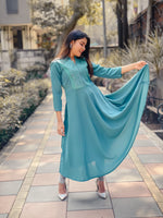 Thumbnail for Jompers Women Green Embroidered Yoke Design A-Line Kurta - Distacart