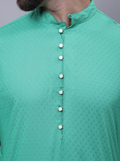 Even Apparels Green Kurta With Band Collar - Distacart