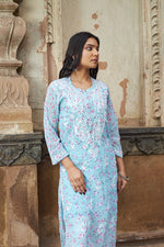 Thumbnail for Rangreza Ethnic Eliza Georgette Chikankari Kurta With Inner (Set Of 2) Blue - Distacart