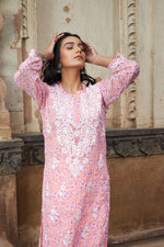 Thumbnail for Rangreza Ethnic Eliza Georgette Chikankari Kurta With Inner (Set Of 2) Peach - Distacart