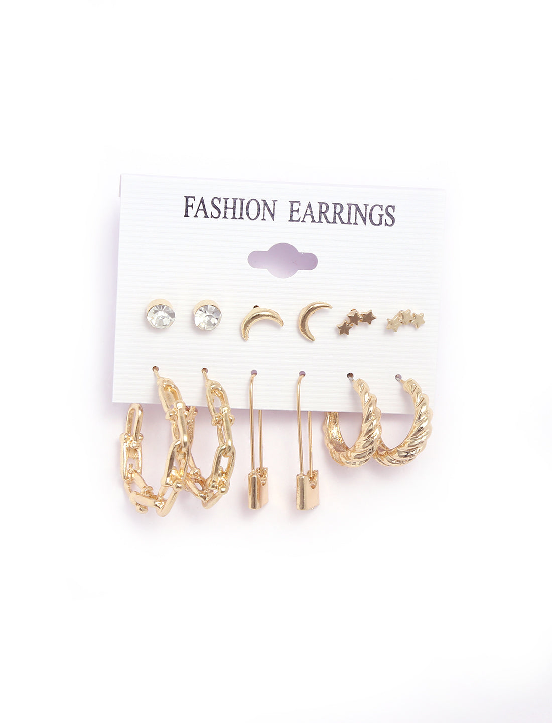 Gold-Plated Alloy Set Of 6 Designer Earrings - The Pari - Distacart