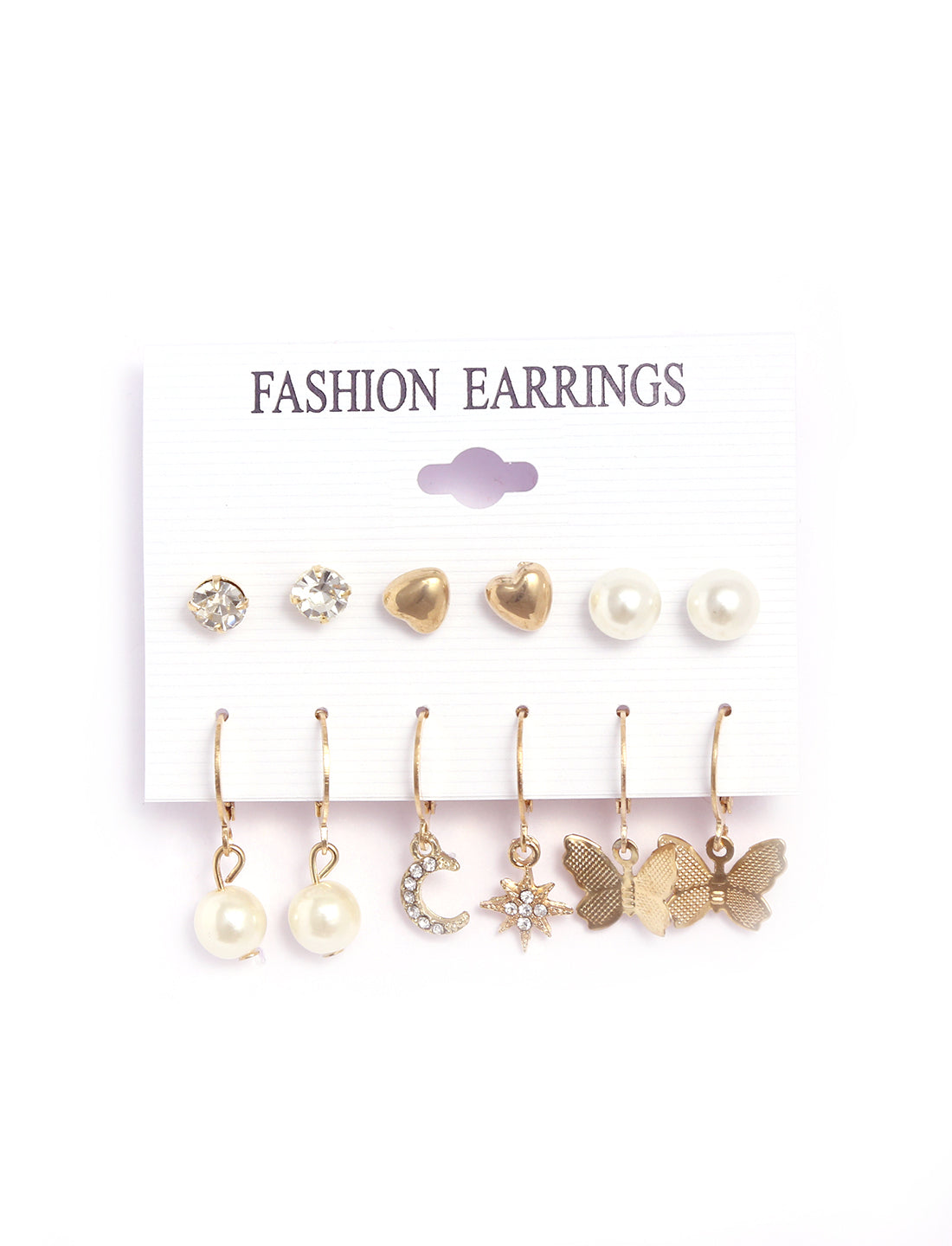 Gold-Plated Alloy Set Of 6 Designer Earrings - The Pari - Distacart