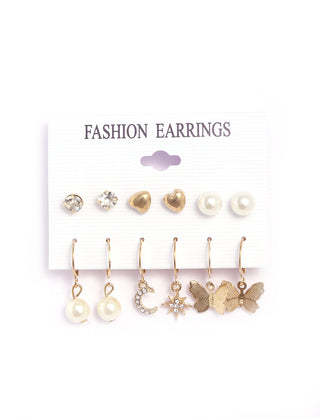 Gold-Plated Alloy Set Of 6 Designer Earrings - The Pari - Distacart
