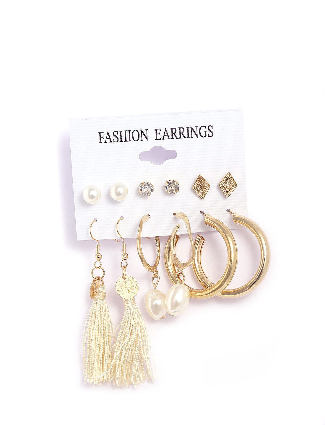 Gold-Plated Alloy Set Of 6 Designer Earrings - The Pari - Distacart
