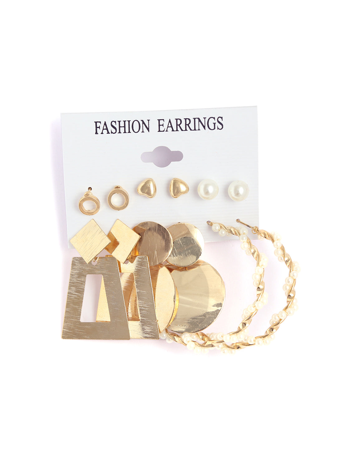 Gold-Plated Alloy Set Of 6 Designer Earrings - The Pari - Distacart
