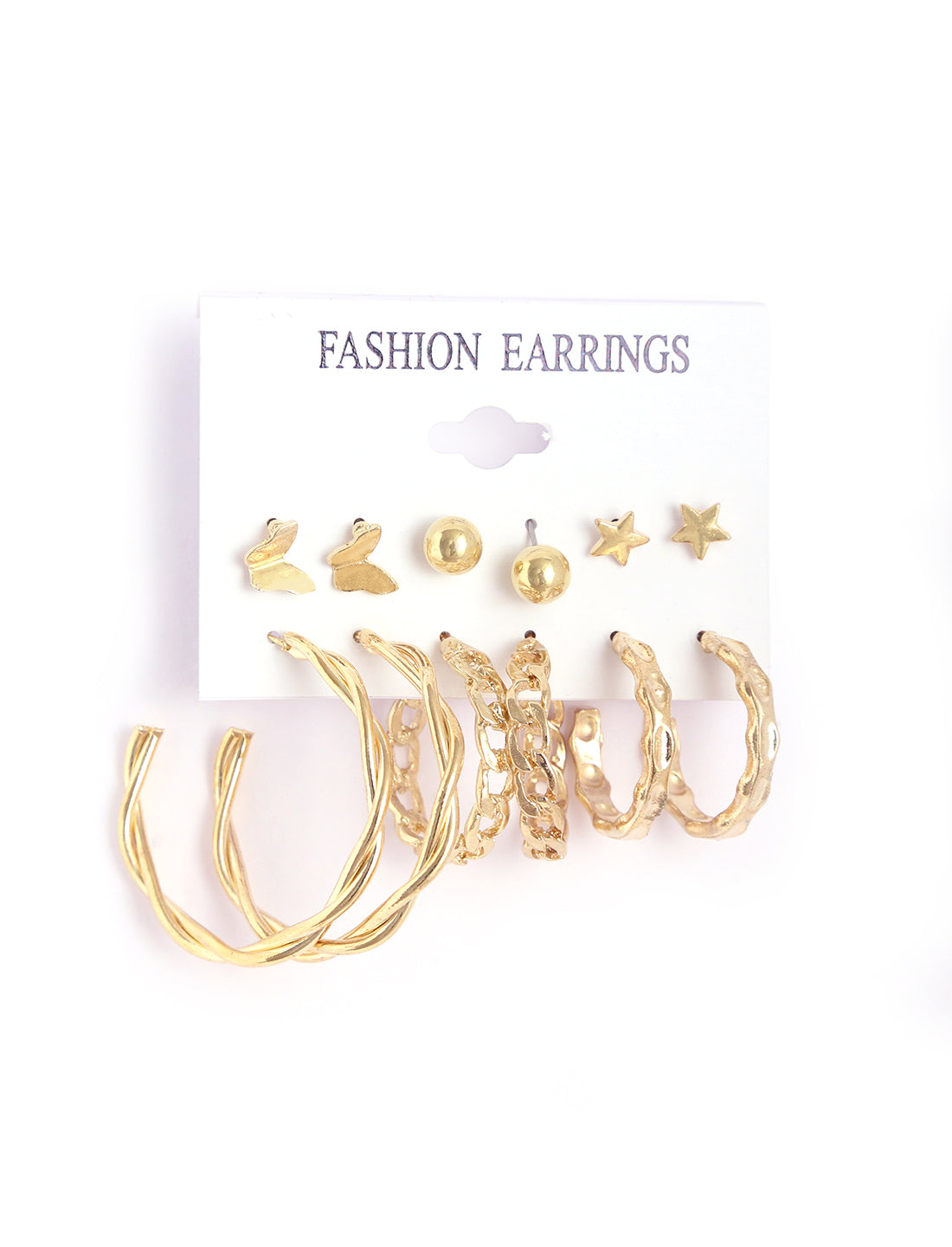 Gold-Plated Alloy Set Of 6 Designer Earrings - The Pari - Distacart