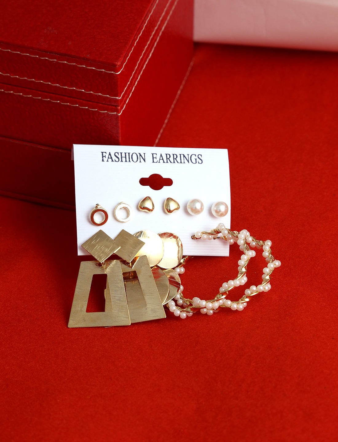 Gold-Plated Alloy Set Of 6 Designer Earrings - The Pari - Distacart