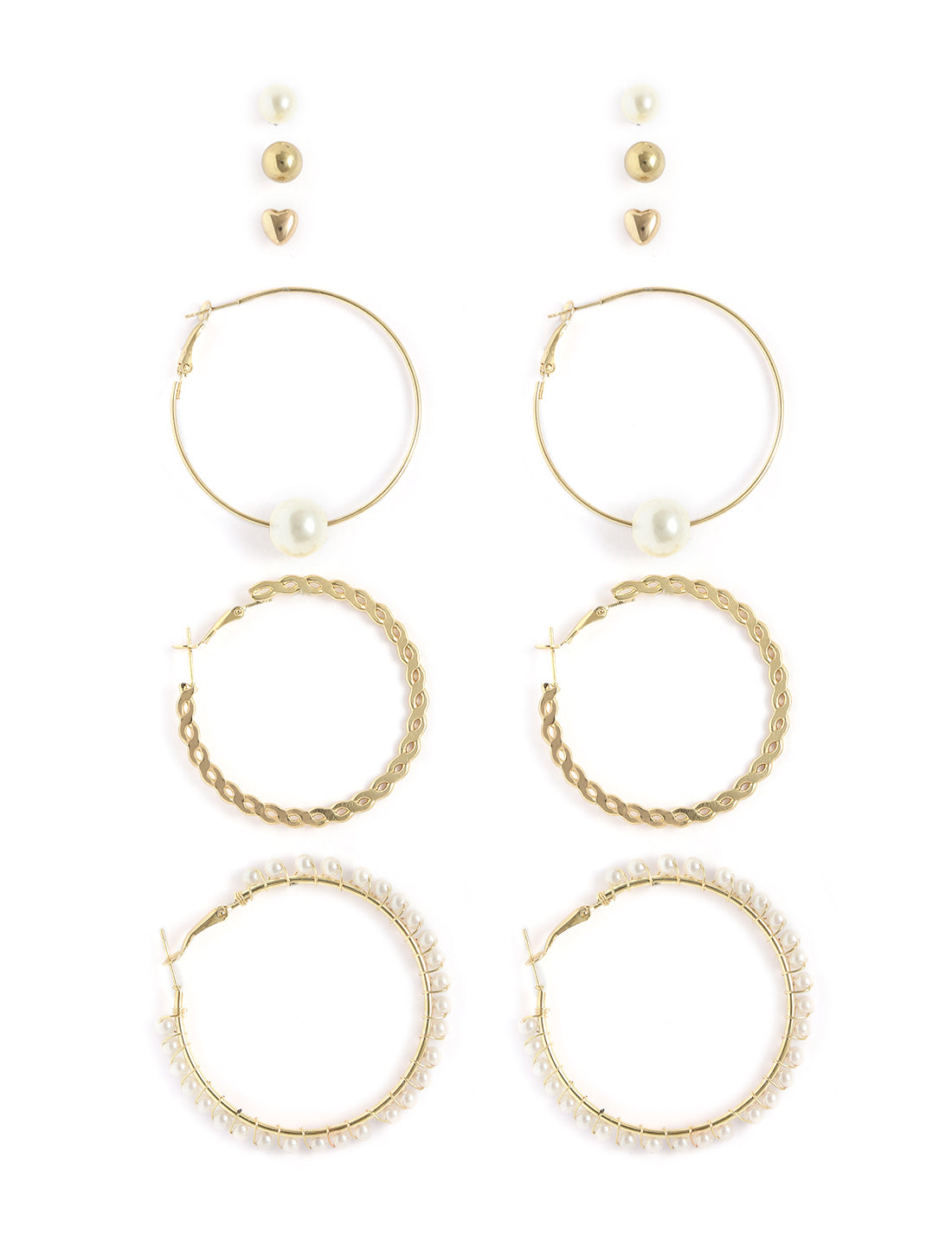Gold-Plated Alloy Set Of 6 Designer Earrings - The Pari - Distacart
