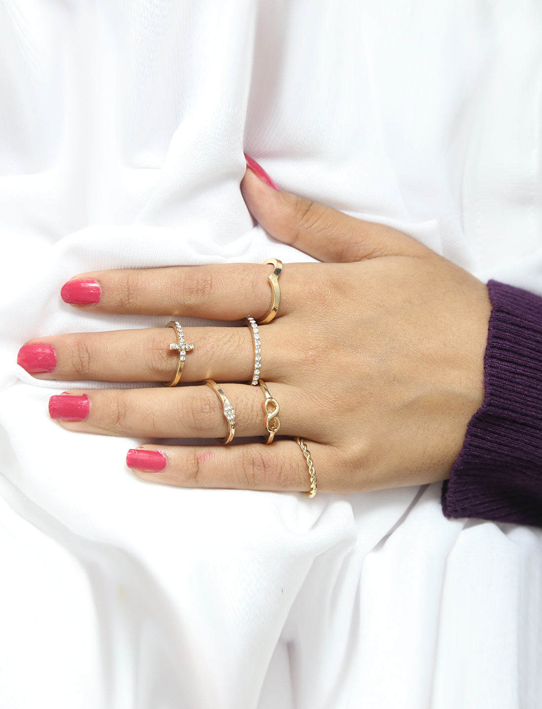 Gold-Plated Alloy Stylish Contemporary Stackable Ring - The Pari - Distacart