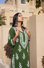 Thumbnail for Rangreza Ethnic Liya Chikankari Rayon Kurta Green - Distacart