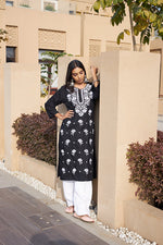 Thumbnail for Rangreza Ethnic Chikankari Rayon Kurta Black - Distacart