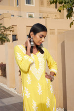 Thumbnail for Rangreza Ethnic Liya Chikankari Rayon Kurta Yellow - Distacart