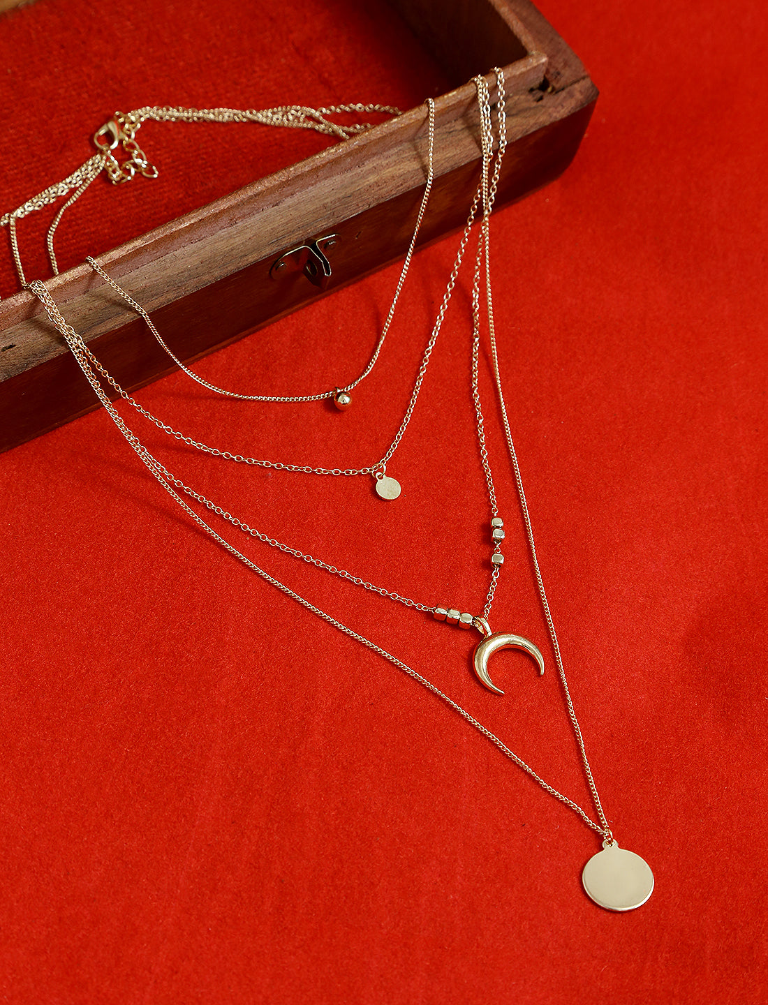 Gold-Plated Alloy Layered Designer Short Necklace - The Pari - Distacart