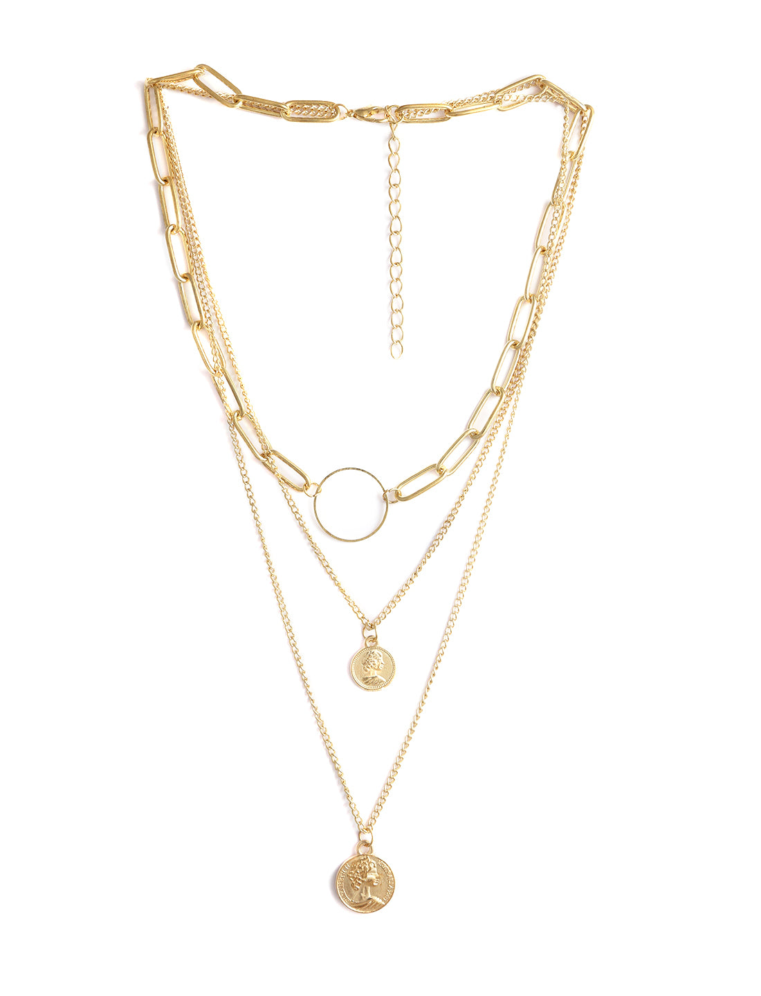 Gold-Plated Alloy Layered Designer Short Necklace - The Pari - Distacart