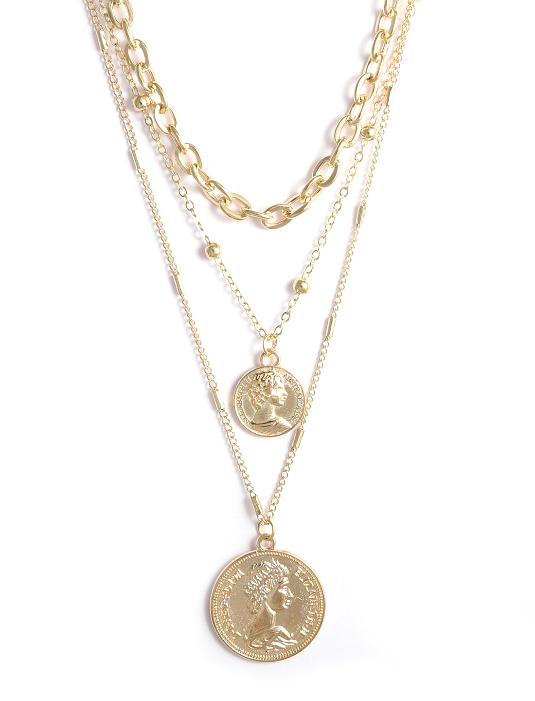 Gold-Plated Alloy Layered Designer Short Necklace - The Pari - Distacart