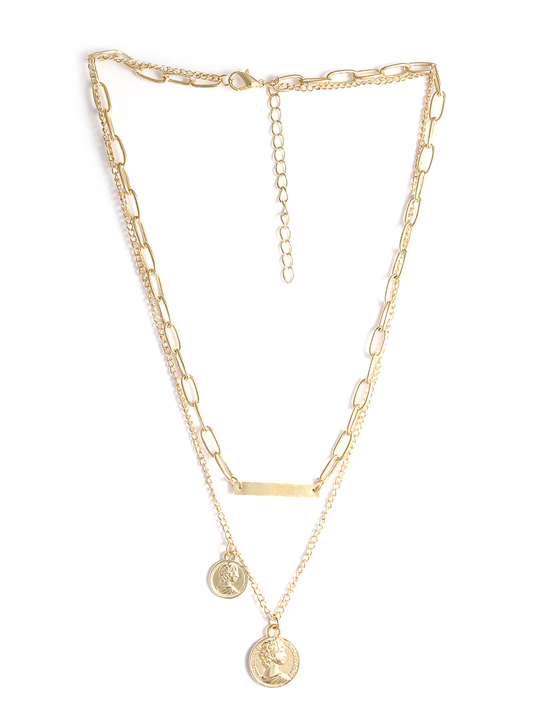 Gold-Plated Alloy Layered Designer Short Necklace - The Pari - Distacart
