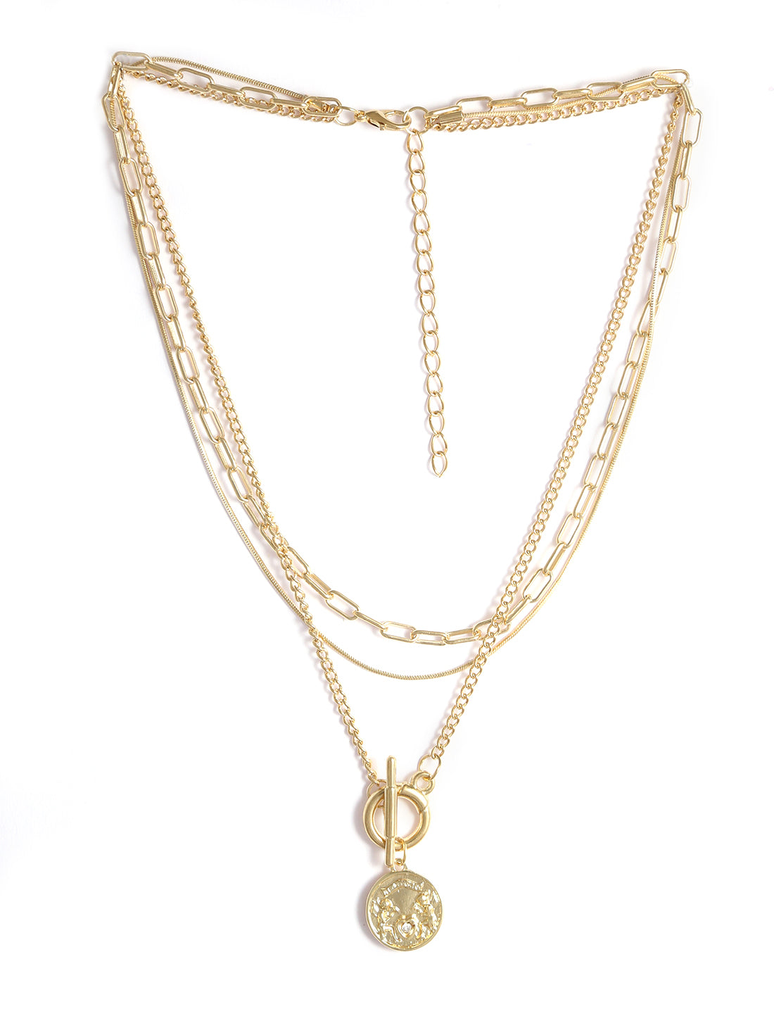 Gold-Plated Alloy Layered Designer Short Necklace - The Pari - Distacart