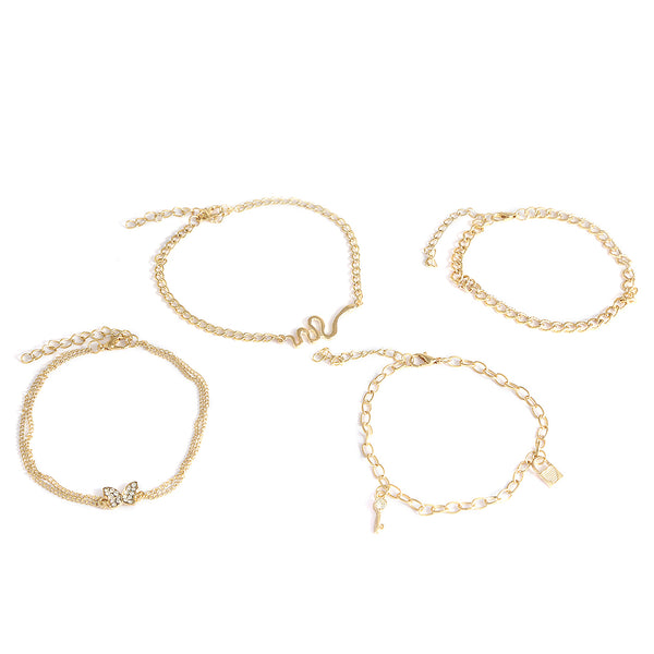 Gold-Plated Alloy Designer Charm Bracelet Set - The Pari - Distacart