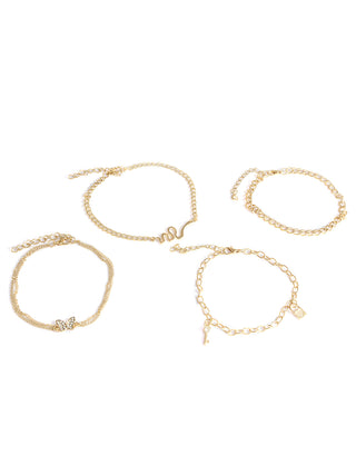 Gold-Plated Alloy Designer Charm Bracelet Set - The Pari - Distacart