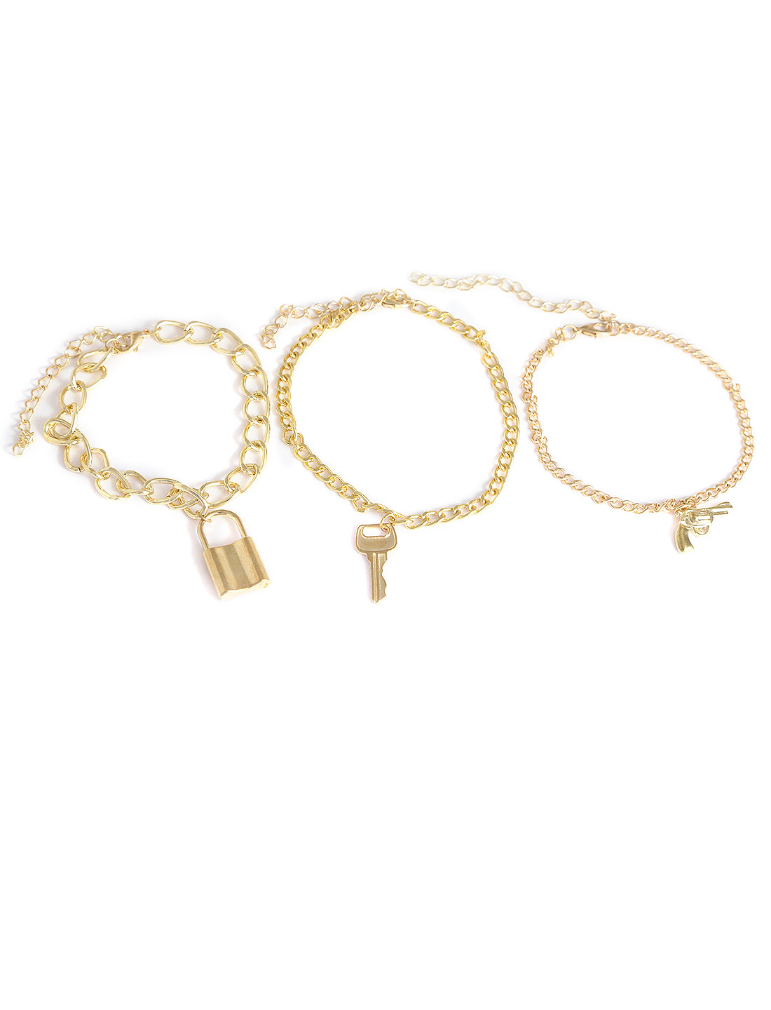 Gold-Plated Alloy Gold Charm Bracelet Set - The Pari - Distacart