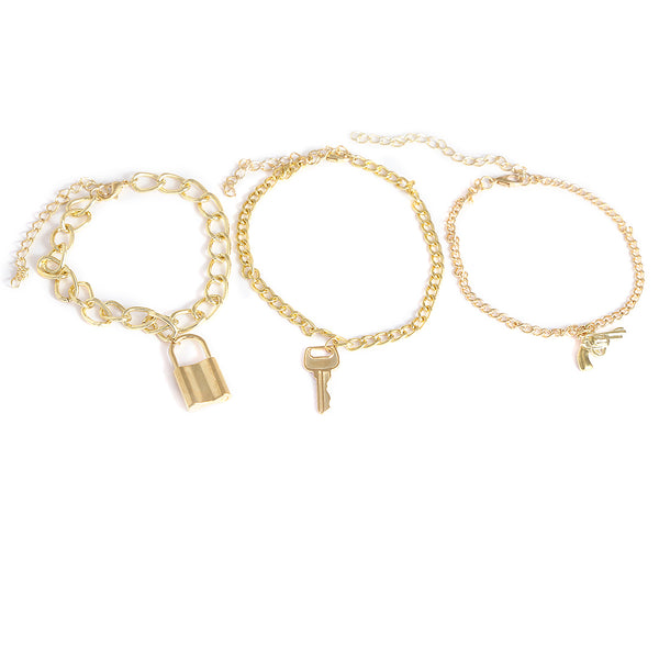 Gold-Plated Alloy Gold Charm Bracelet Set - The Pari - Distacart