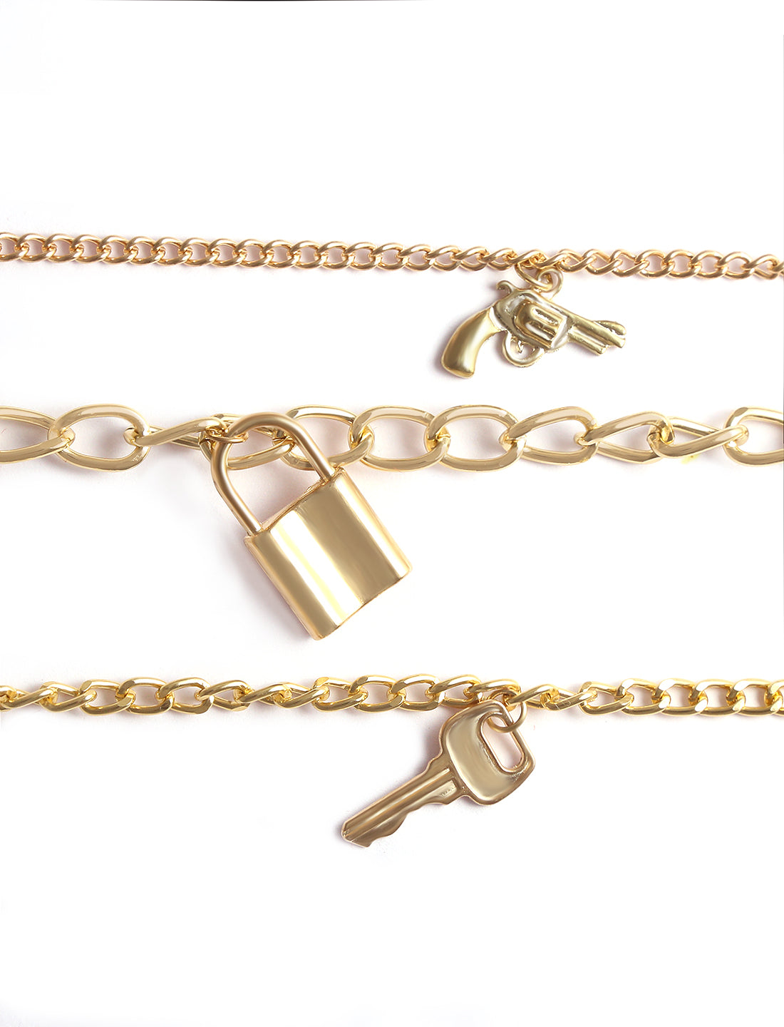 Gold-Plated Alloy Gold Charm Bracelet Set - The Pari - Distacart
