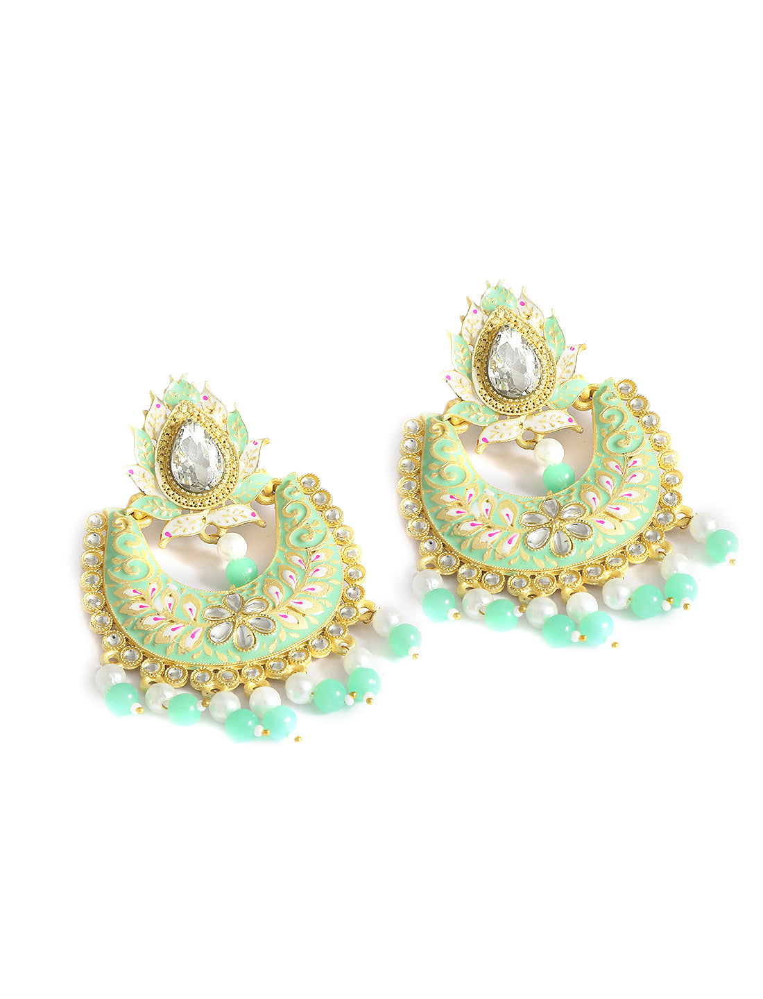 Gold-Plated Alloy Blue Golden Hoop Jhumki Earrings - The Pari - Distacart
