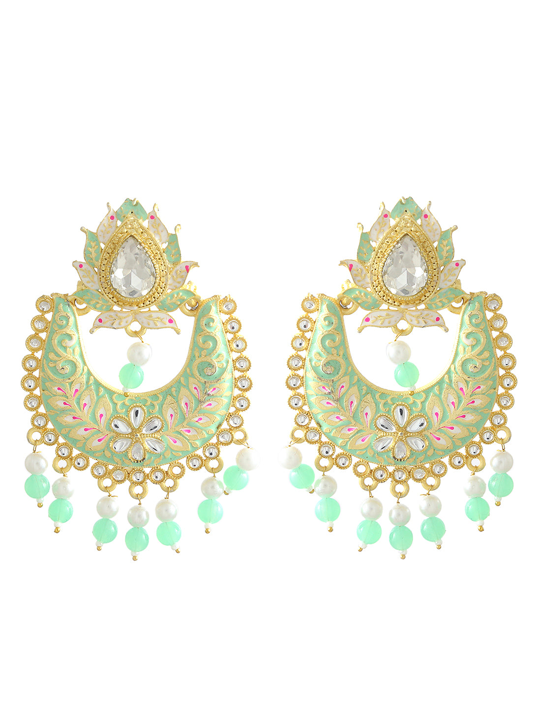 Gold-Plated Alloy Blue Golden Hoop Jhumki Earrings - The Pari - Distacart