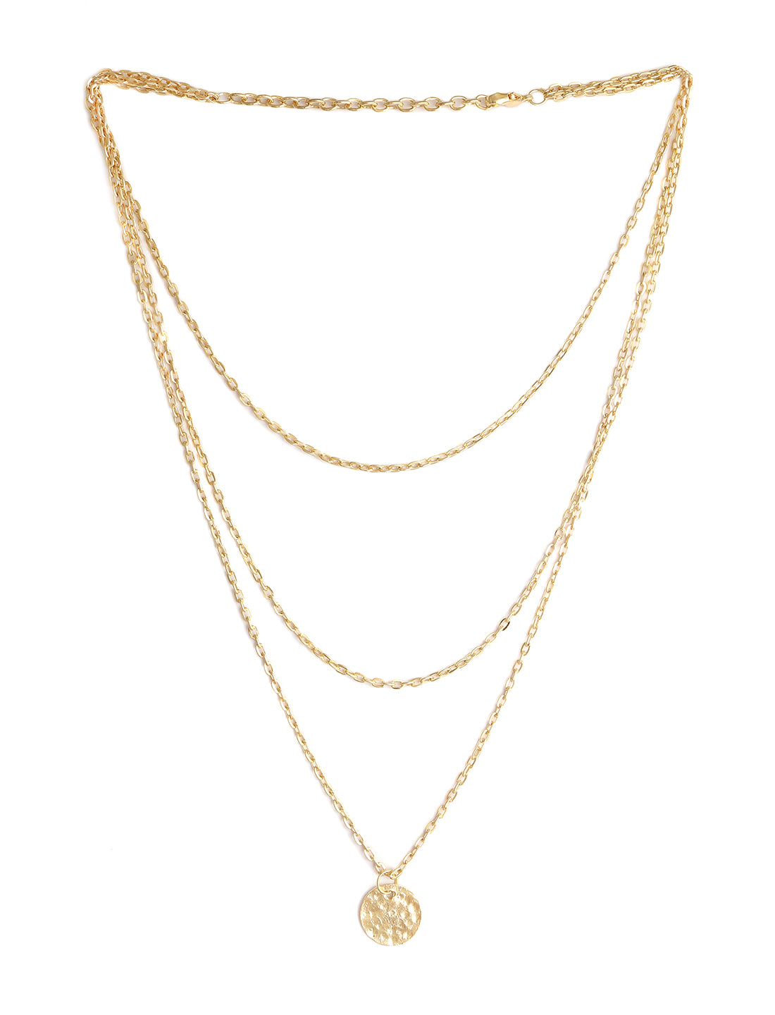 Gold-Plated Alloy Tripple Chain Necklace - The Pari - Distacart