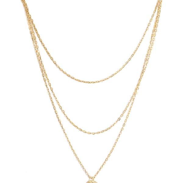 Gold-Plated Alloy Tripple Chain Necklace - The Pari - Distacart