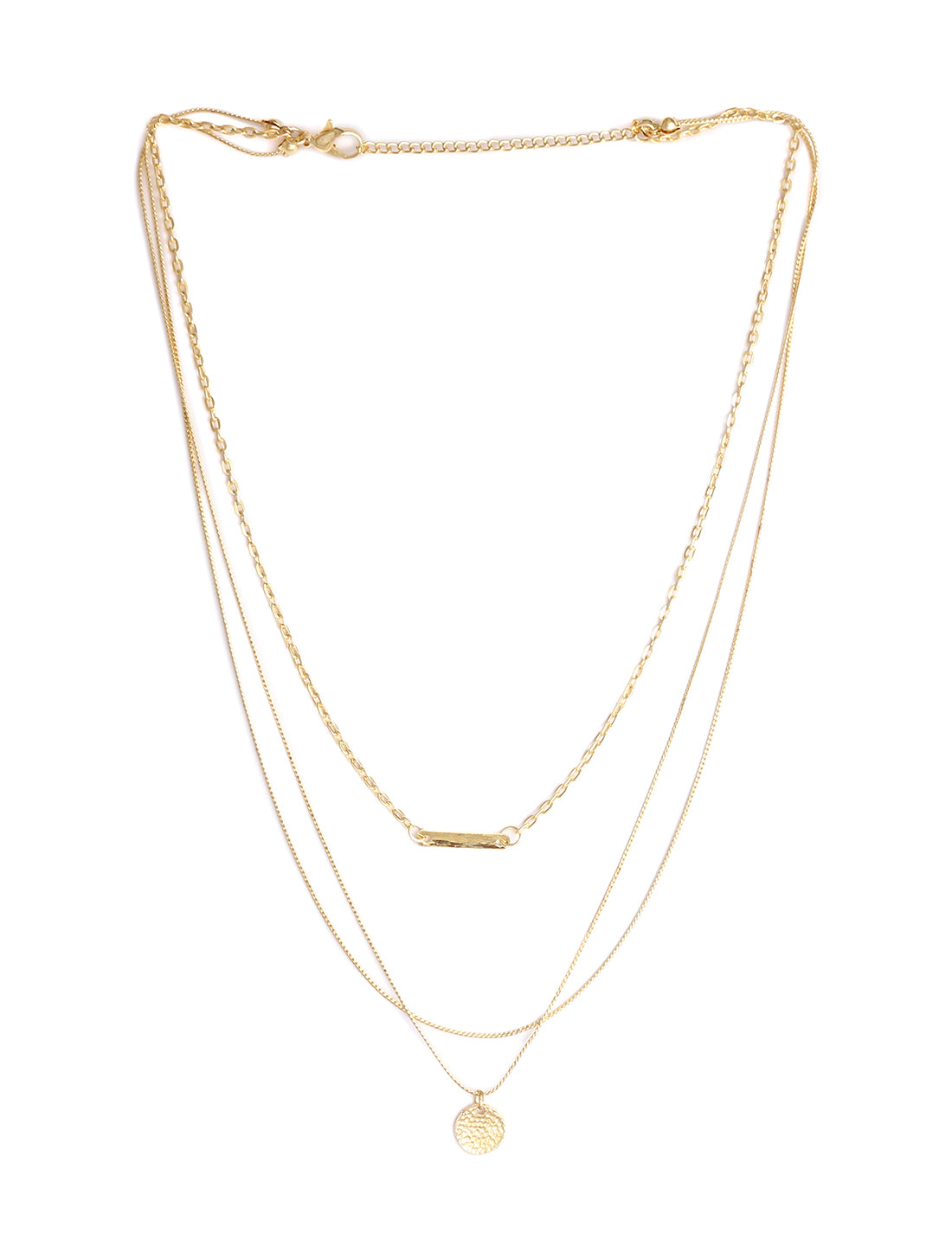 Gold-Plated Alloy Designer Embossed Double Layer Necklace - The Pari - Distacart