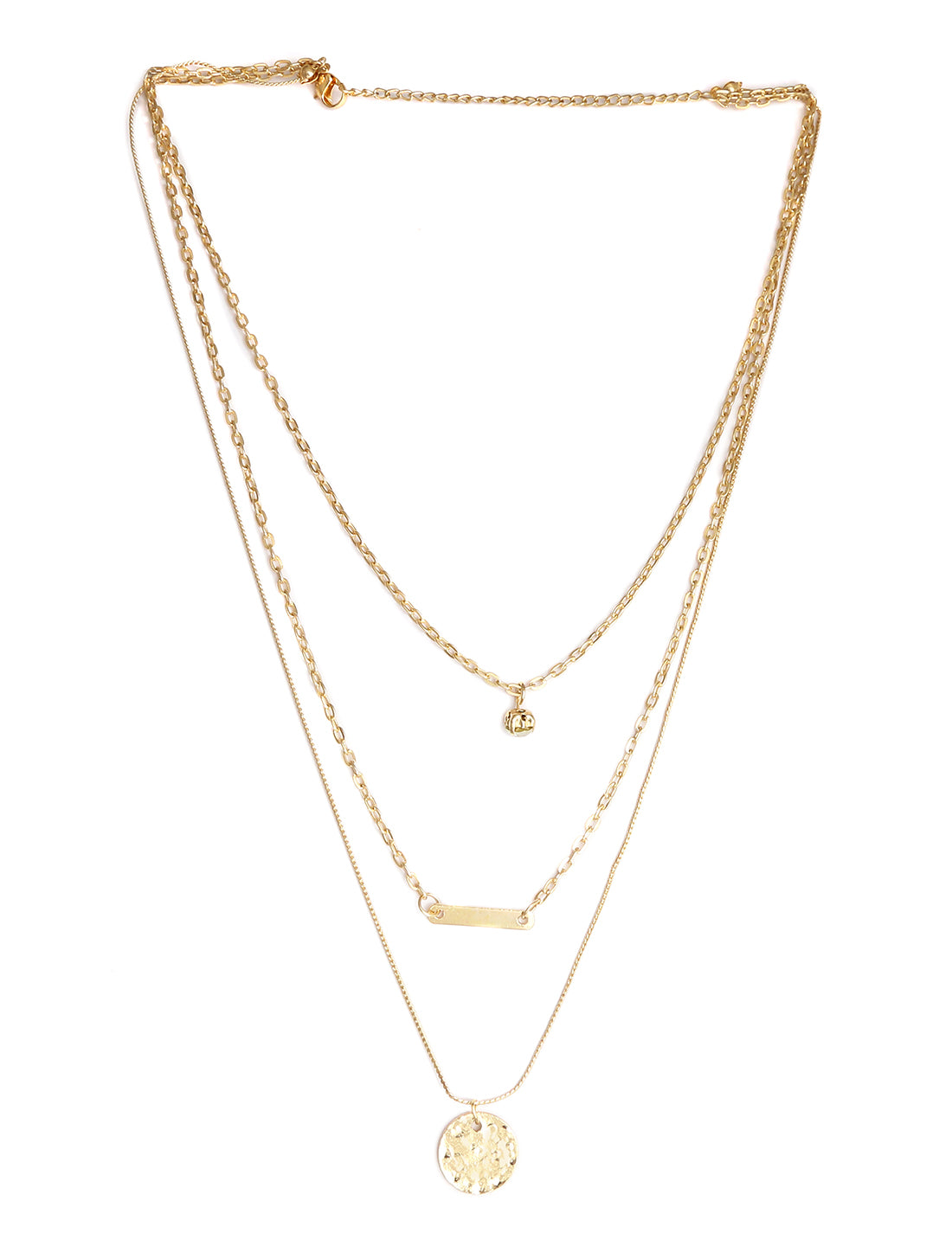 Gold-Plated Alloy Stone Plate & Coin Charm Necklace - The Pari - Distacart