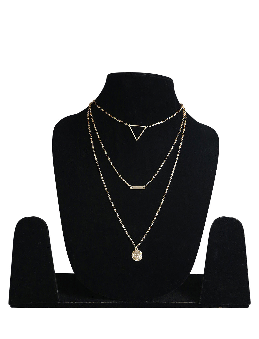 Gold-Plated Alloy Triangle & Coin Charm Necklace - The Pari - Distacart