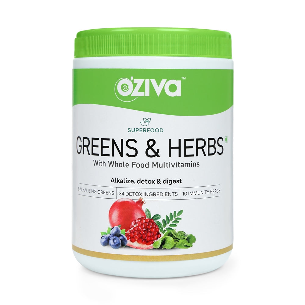 OZiva Superfood Greens & Herbs With Whole Food Multivitamins - 250g: